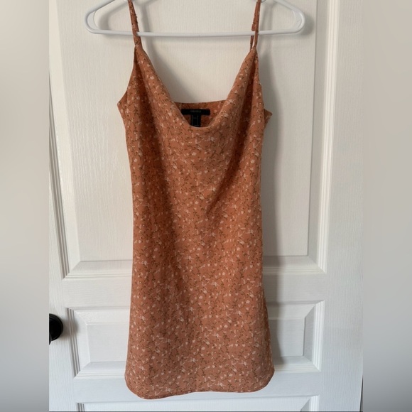 Forever 21 Orange Slip Dress Sleeveless Cowl Neck - Picture 1 of 11